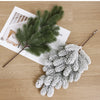 Artificial Pine Needles Branches Christmas Fake Snowy Pine Picks Twigs Winter Sprays Greenery Stems for Xmas Tree Garlands Decor