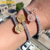 2025 New Iced Out Bling Opened Heart Flower Charm Bracelet AAA CZ Zircon Butterfly Bangle For Men Women Hip Hop Luxury Jewelry