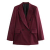 Elegant Blazers Women Office Wear Burgundy Long Blazer 2025 New Spring Casual Loose Suit Jackets Long Sleeve Business Outerwear
