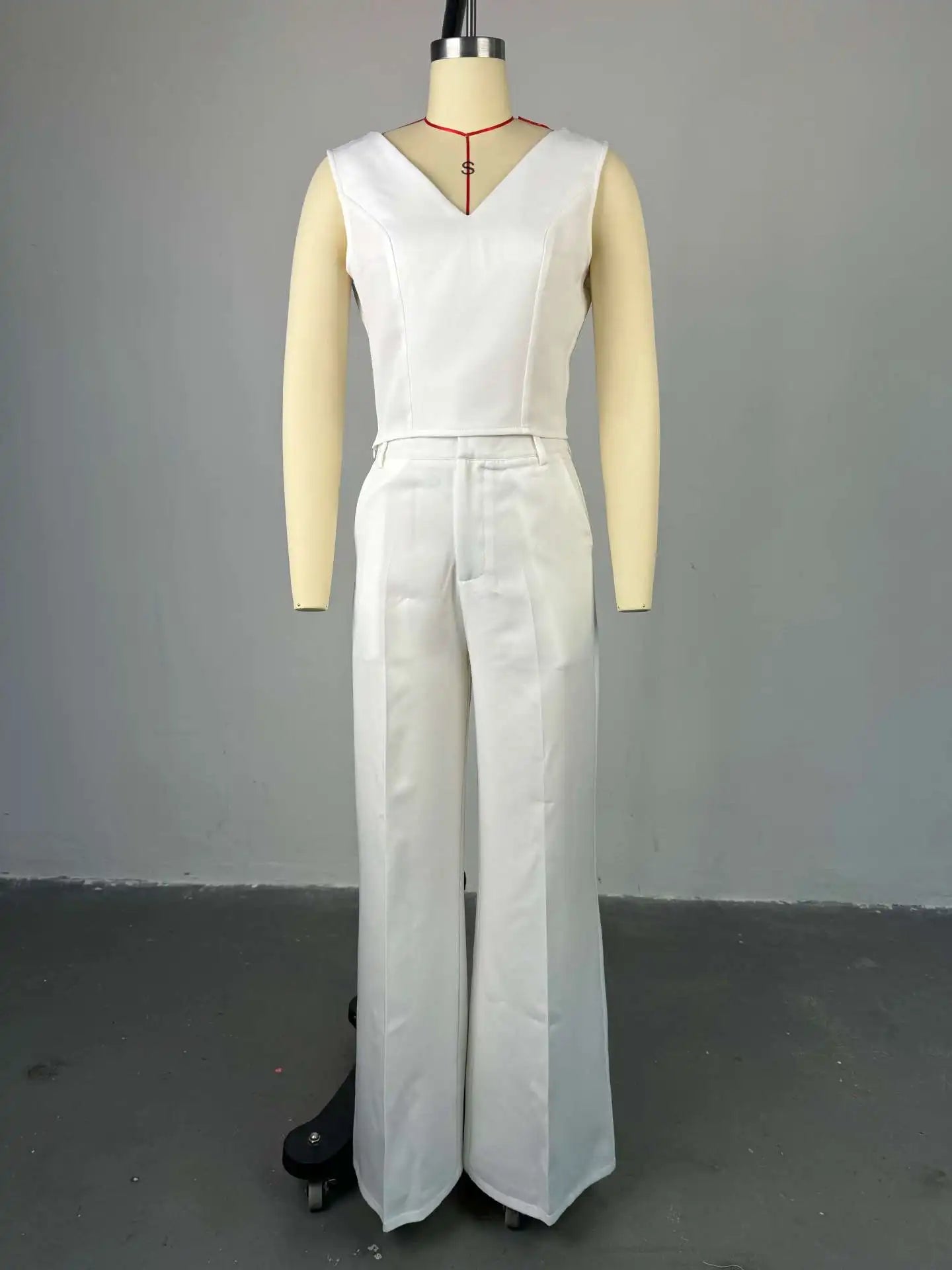 Two Piece Sets Women Pant Set Sleeveless V Neck Casual Pants Y2k Tops Wide Leg Long Pants High Waist Elegant Party Streetwear