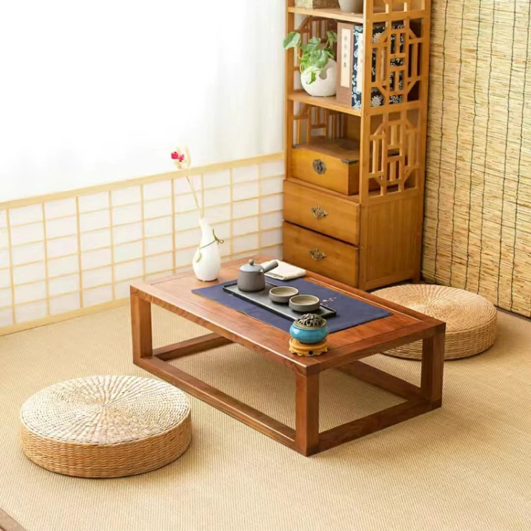 Hot 40cm*40cm Handmade Woven Natural Straw Round Pouf Tatami Cushion Floor Japanese Style Cushion Home Textile