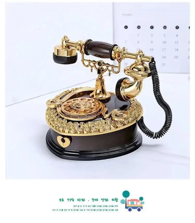 Light Luxury Classic Style Dial Old-fashioned Telephone Music Box Home Desk Porch Home Decoration Living Room Decoration