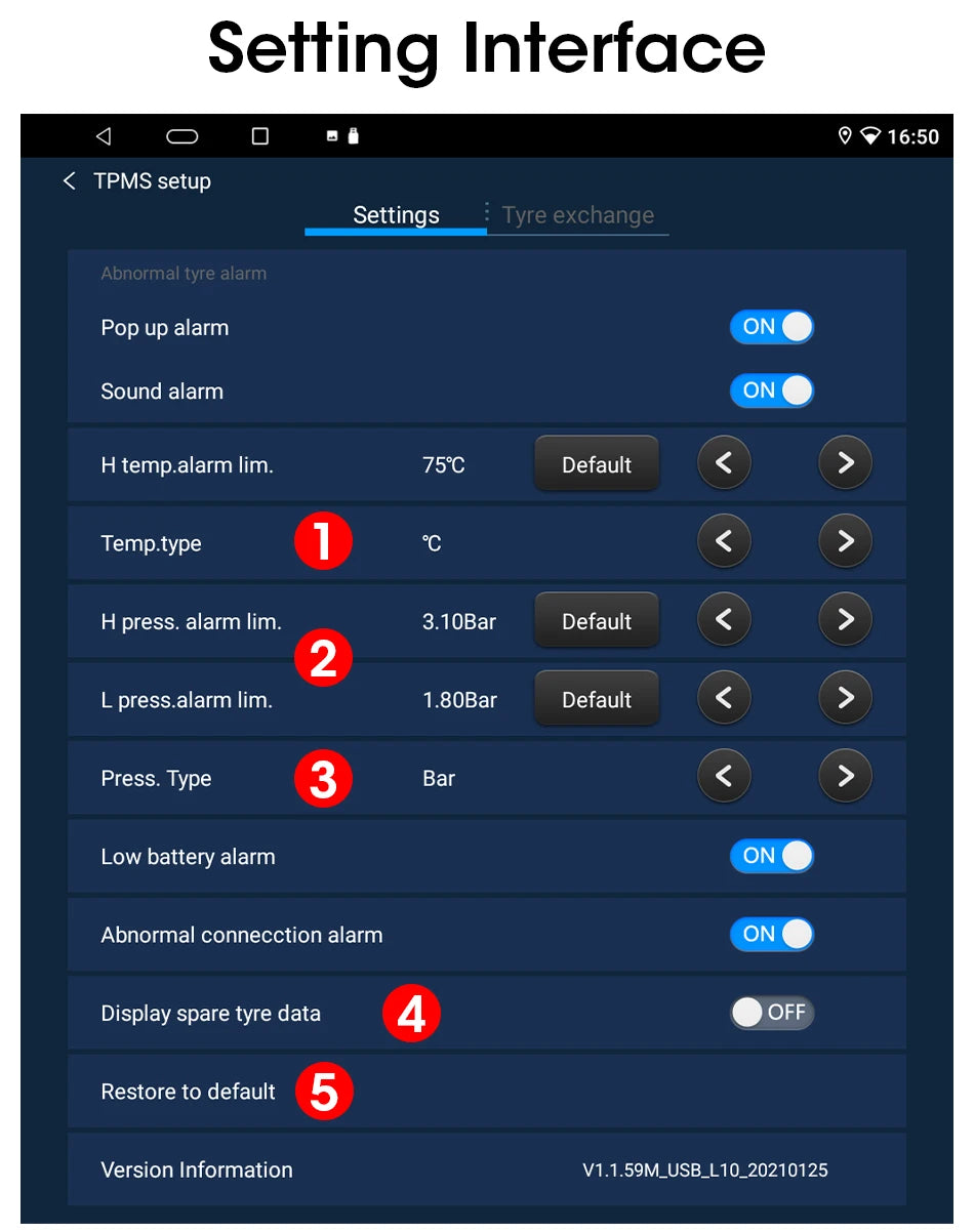JMCQ USB Android TPMS Tire Pressure Monitoring System Display Alarm System Internal External 5 Sensors For Car Navigation Radio