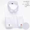 Men's French cufflink shirt with long sleeves slim fit concealed buttons solid color high end wedding dress formal men's