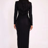 Articat Sexy Hollow Out Long Sleeved Elastic Tight Dress Women Pleats Double Layered Female Vestidos Elegant Party Evening Dress