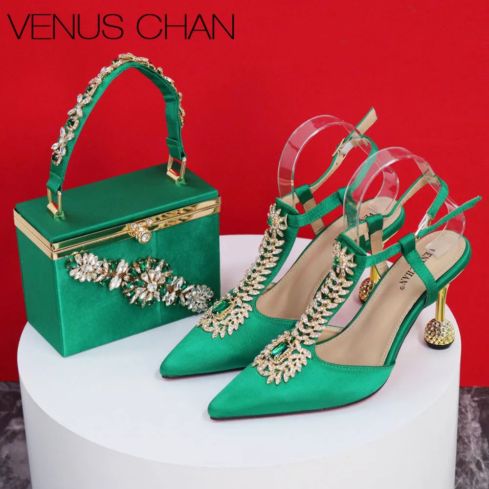 Spot Goods Red Color 2024 New Arrival Special Design Women Party Shoes Matching Bag Set For Luxury Wedding Party Women