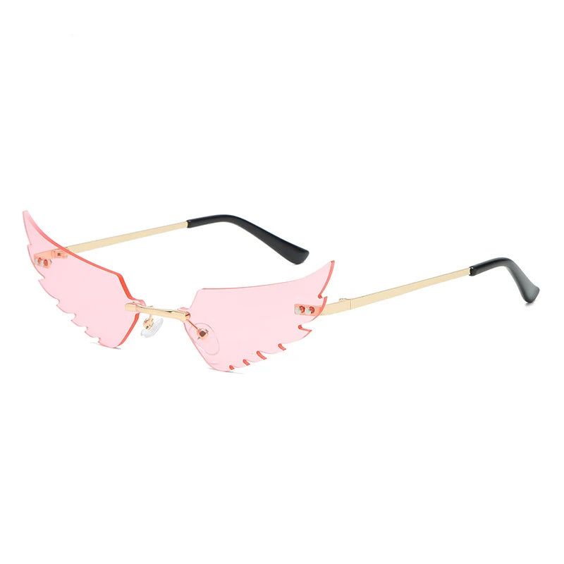 2024 new rimless glasses personalised wings runway fashion women's sunglasses
