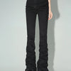 REDDACHiC Black Ruched Flare Jeans Women Solid Stretch Bootcut Stacked Pants High Rise Trousers Harajuku Goth Grunge Y2k Clothes