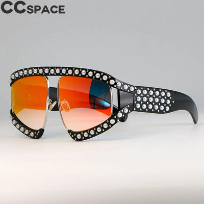 45448 Goggles Sunglasses Women Luxury Shades Pearl Glasses Frame Red Mirror Glasses Oversized UV400 Brand Glasses Female