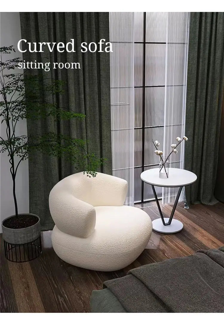 Small unit living room balcony leisure small sofa lamb wool single sofa ins style lazy sofa chair