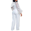 Mesh Jumpsuit Women White Overalls Party Lace Rompers New In Bodysuit One Piece Long Sleeve Summer Long Pants Y2k Spring Work