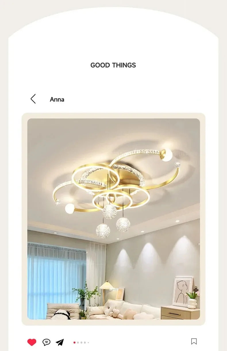 Modern Minimalist LED Ceiling Light Personalized Creative Ring Living Room Lights Gold Atmosphere Bedroom Study Chandelier