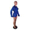 Streetwear Pockets Jeans Jumpsuit Denim Playsuit Women Shorts Turn Down Collar Single Breasted Long Sleeve Rompers Autumn
