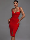 Orange Bandage Dress Women Party Dress Bodycon Elegant Sexy Spaghetti Strap Birthday Evening Club Outfits New Year 2024 Summer