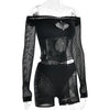 HLJ Sexy Hollow Out Rompers Women Off Shoulder See Through Long Sleeve Bodycon Playsuits Jumpsuits Female Party Clubwear New