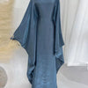 Batwing Butterfly Sleeve Satin Khimar Abaya Dubai Muslim Maxi Dress Kaftan Abayas For Women Kebaya Caftan Robe Femme Vestidos
