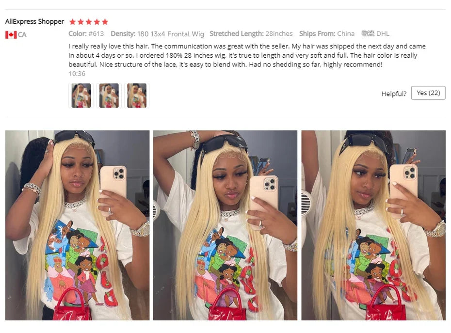 13x4 13x6 HD Transparent Full Frontal Lace 613 Blonde Colored Straight Human Hair Wigs Lace Front Wigs For Women 34 36 Inch