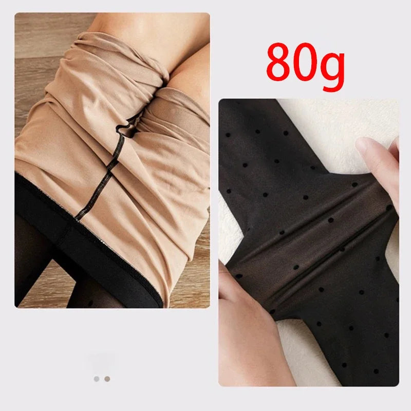 New Warm Tights For Women Winter Fleece Leggings Thermal Stockings Woman Insulated Printed Pantyhose