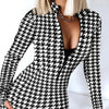 Sexy Long Sleeve Bodycon Mini Dress Women Autumn 2023 Fashion Deep V Neck Print Club Outfits Party Dresses Casual Robe Femme