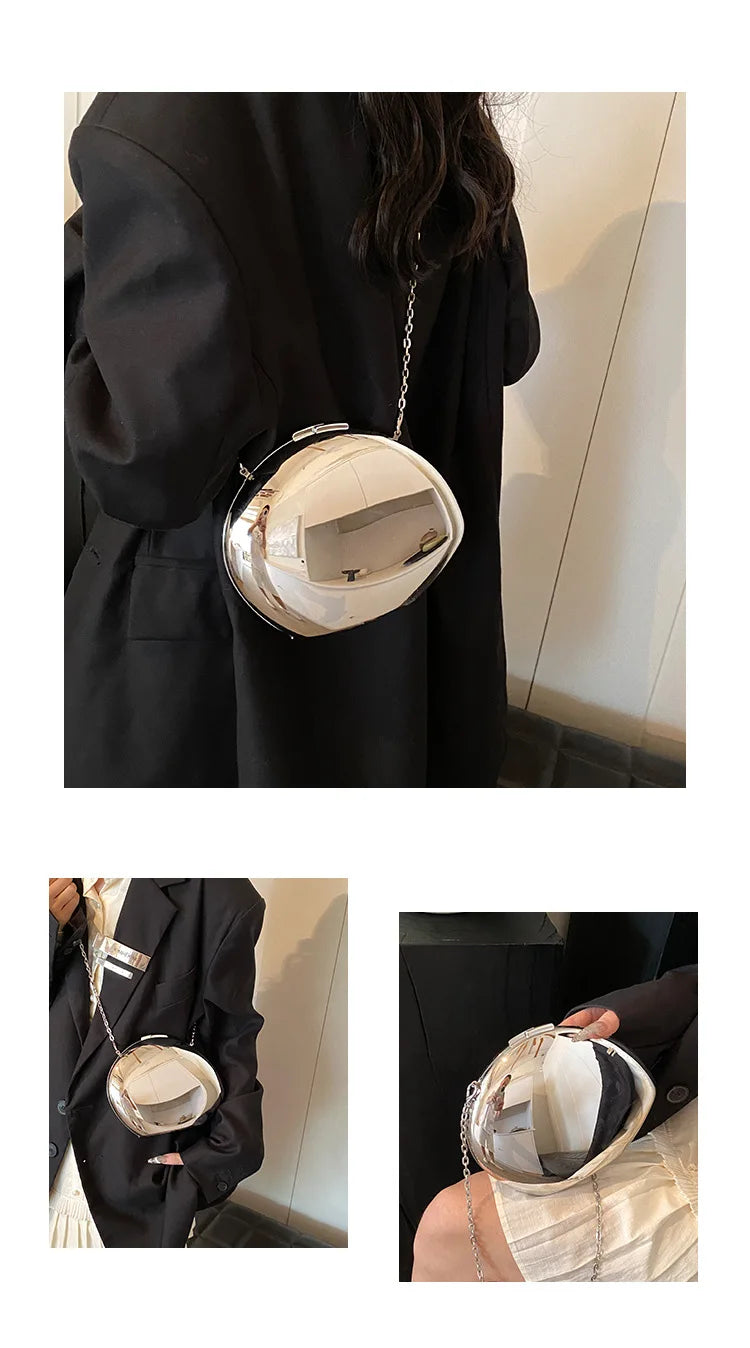 Golden Acrylic Women Hobo Bags Luxury Designer Clear Beach Handbags Dinner Party Wedding Round Top Handle Evening Clutch Purse