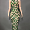 Sparkly Rhinestones Sleeveless Long Dress Elegant Dark Mesh Celebrate Evening Wedding Prom Gown Birthday Dress Photograph Wear