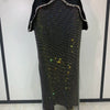 High Quality Black Design Sleeveless Rhinestone Top + Hot diamond Skirt Suit Evening Party Dress Nightclub Luxury Birthday Gown
