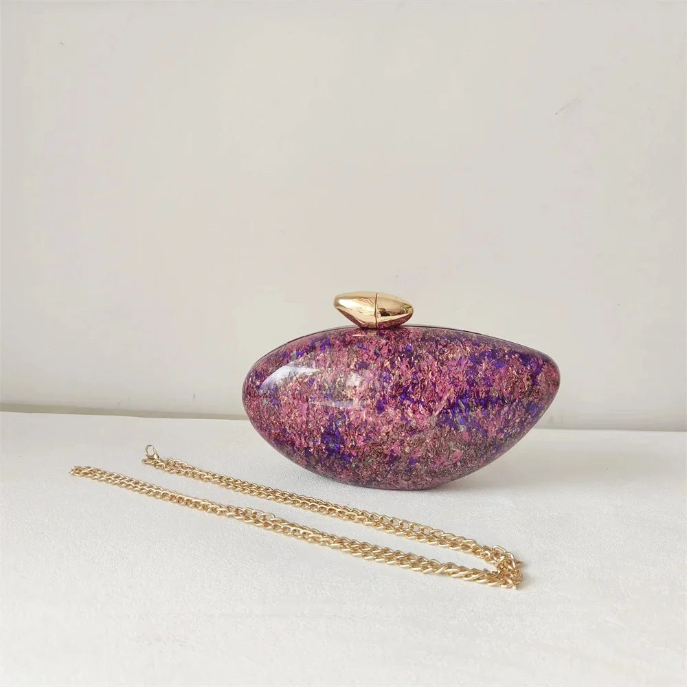 Shell Brand Pearl Brown Marble Acrylic Box Clutches Evening Bag Wedding Party  Female Mini Purse Evening Female Bridal Handbag