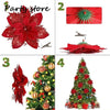 Silver Glitter Christmas Flowers Silver Xmas Tree Artifical Flower Ornaments Merry Christmas Decoration For Home Party New Year