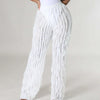 Women Pleated Ruffle Wide Leg Loose Pants Summer Female Mesh Wave Striped Full Trousers FDYFFZC-Y1260