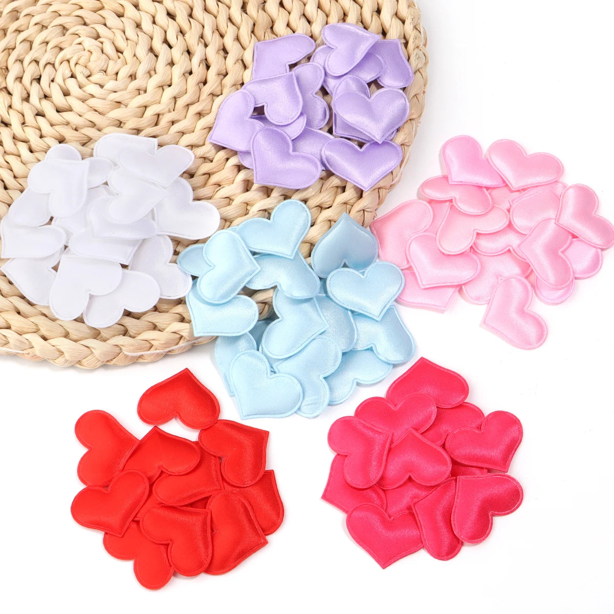 50/100Pcs Padded Fabric Throwing Petals Love Heart Table Table Bed Heart Petals Wedding Valentine Decoration