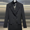 VGH Minimalist Patchwork Drawstring Solid Blazers For Women Notched Collar Long Sleeve Backless Hollow Out Blazer Female Style
