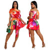 CM.YAYA Women Tie Dye Print Beach Sleeveless V-neck Sashes Sexy Party Club Playsuits Jumpsuit 2025 Summer One Piece Suit Rompers