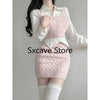 Spring Elegant Vintage Knitted Suits Women Even Party Clothing Korean 3 Piece Dress Set Office Lady Sweater Vest + Mini Skirt