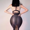 Sexy Women Sheer See Through Micro Mini Dress Oil Shiny Bandage Tight Packet Hip Step Dress Cosplay Maid Pencil Dress