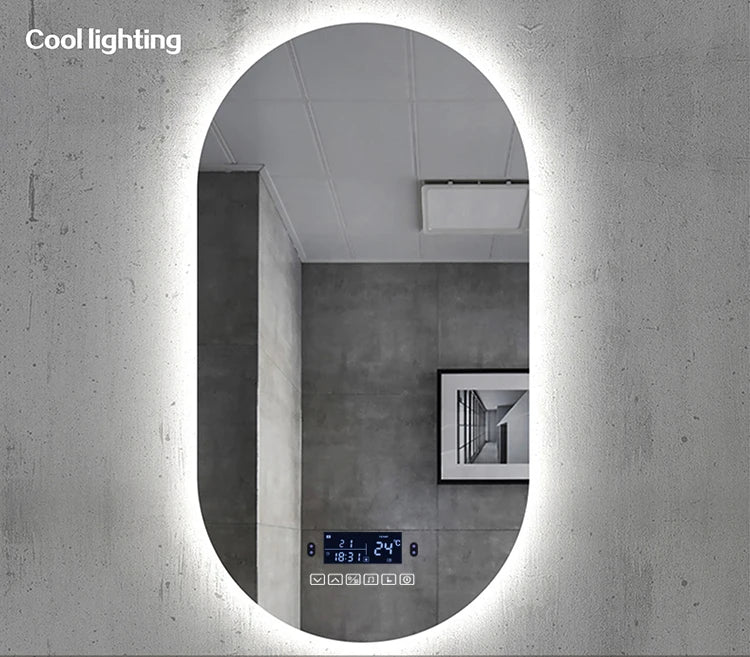 Bathroom Smart Makeup LED Mirror Adjustable light With Bluetooth Speaker Anti-Fog Human Body Induction Hotel Decoration Mirror