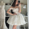 Cathy White Mini Tulle Prom Dresses Spaghetti Strap فساتين السهرة Customized Sleeveless Princess Flowers Vestidos De Noche 2024