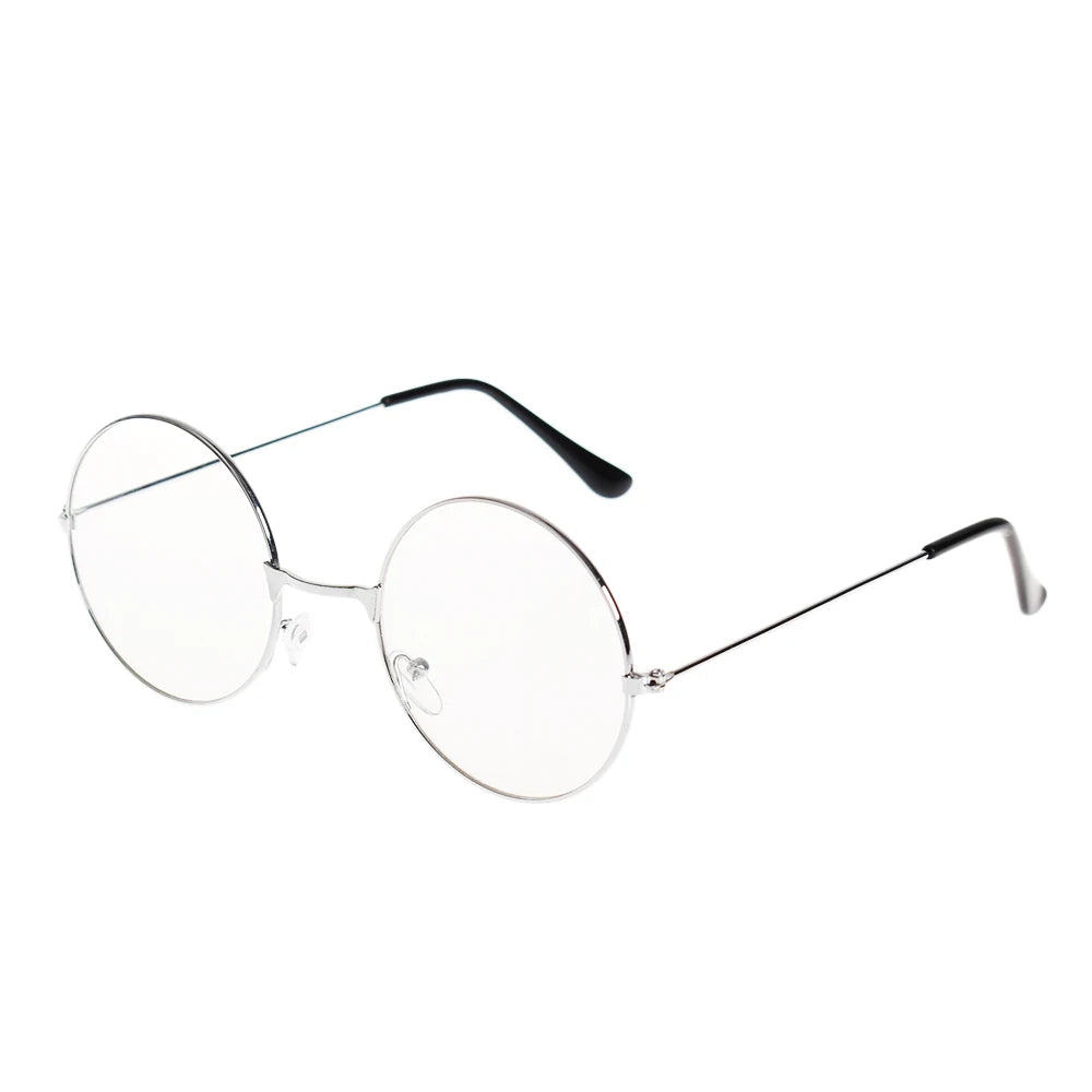 New Metal Frame Glasses Clear Round Lens Eye Glasses for Women Men Large Oversized Eyeware Harajuku Decorative Glasses Gifts