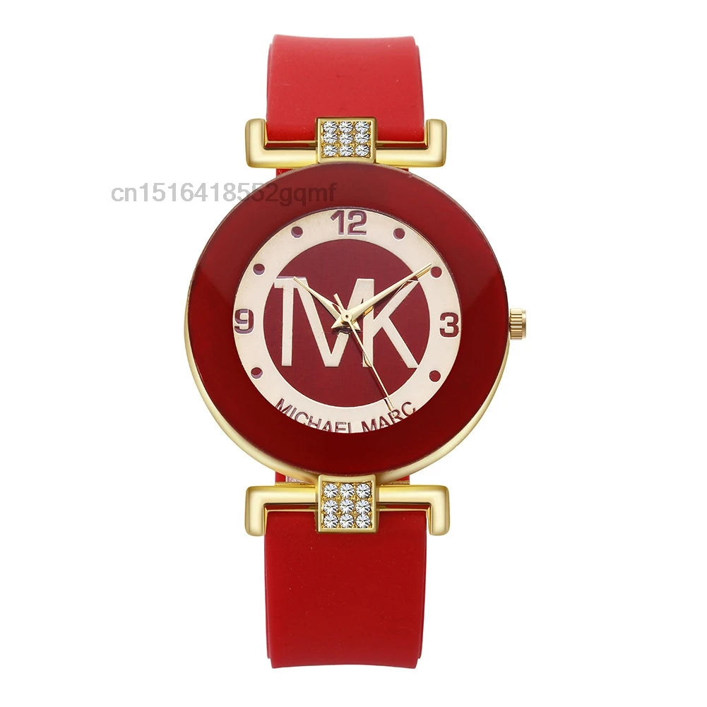 Luxury TOP DQG Brand Ladies Watch Red Silicone Diamond Men Digital Quartz Wrist Watches For Women Montre Femme Dropshipping Gift