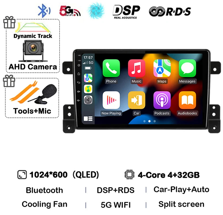Android 14 Carplay Auto 4G+WiFi DSP For Suzuki Grand Vitara 2005-2015 Car Radio Multimedia Video Player GPS Head Unit Stereo BT