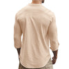Spring and Summer Men's Shirt Cotton Linen Slim Casual Hawaii Solid Colour Basic Style Breathable Men's Versatile Tops