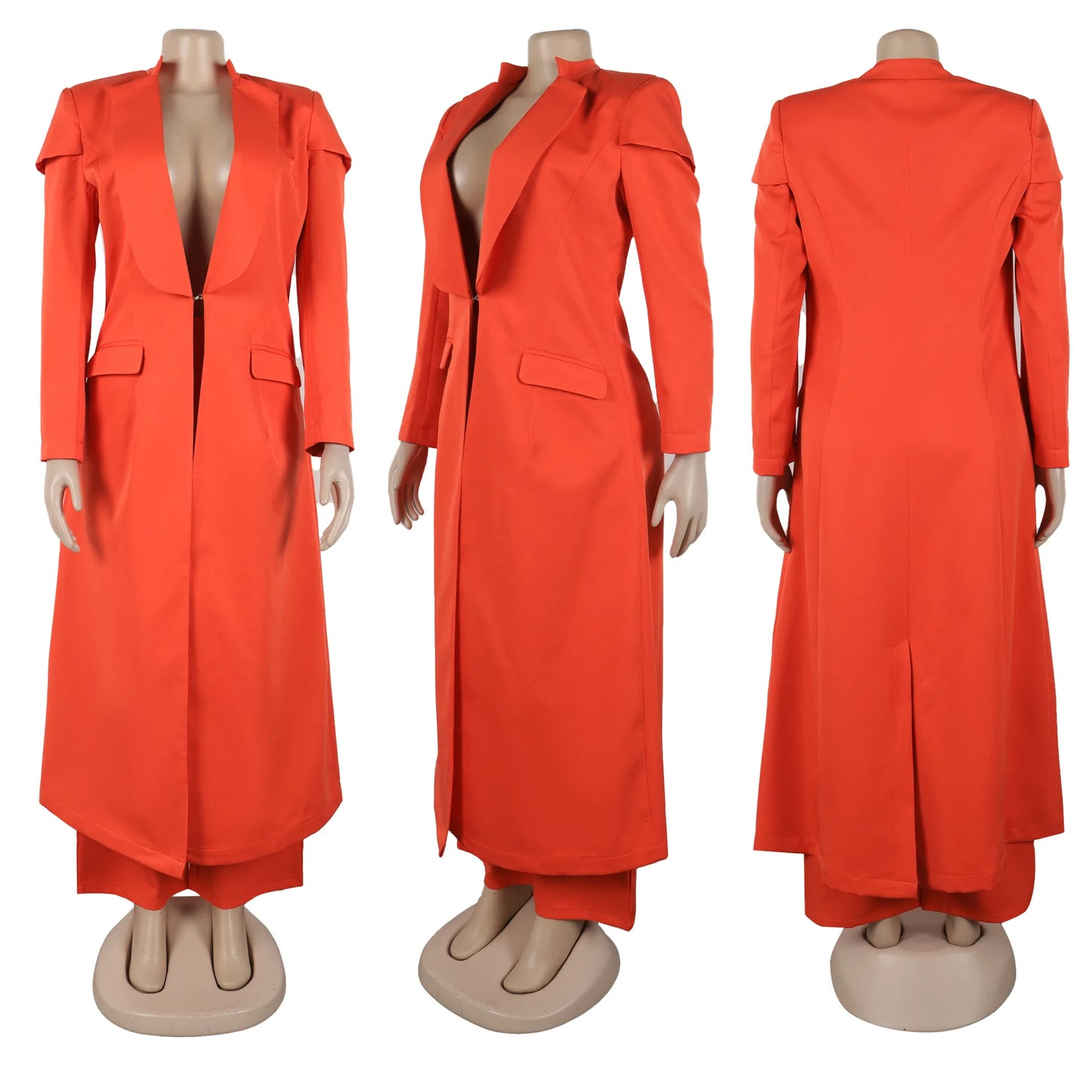 Women's Set Full Sleeve X-Long Blazer Coat+ Long Pant Suit 2025 Spring Streetwear Two 2 Piece Set Africa OL Work Outfits