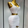 Women Sexy Top Short Skirt Bodycon Bandage Two Pieces Sets White Black 2025 Evening Party Luxury Birthday Outfit Nightclub Suits