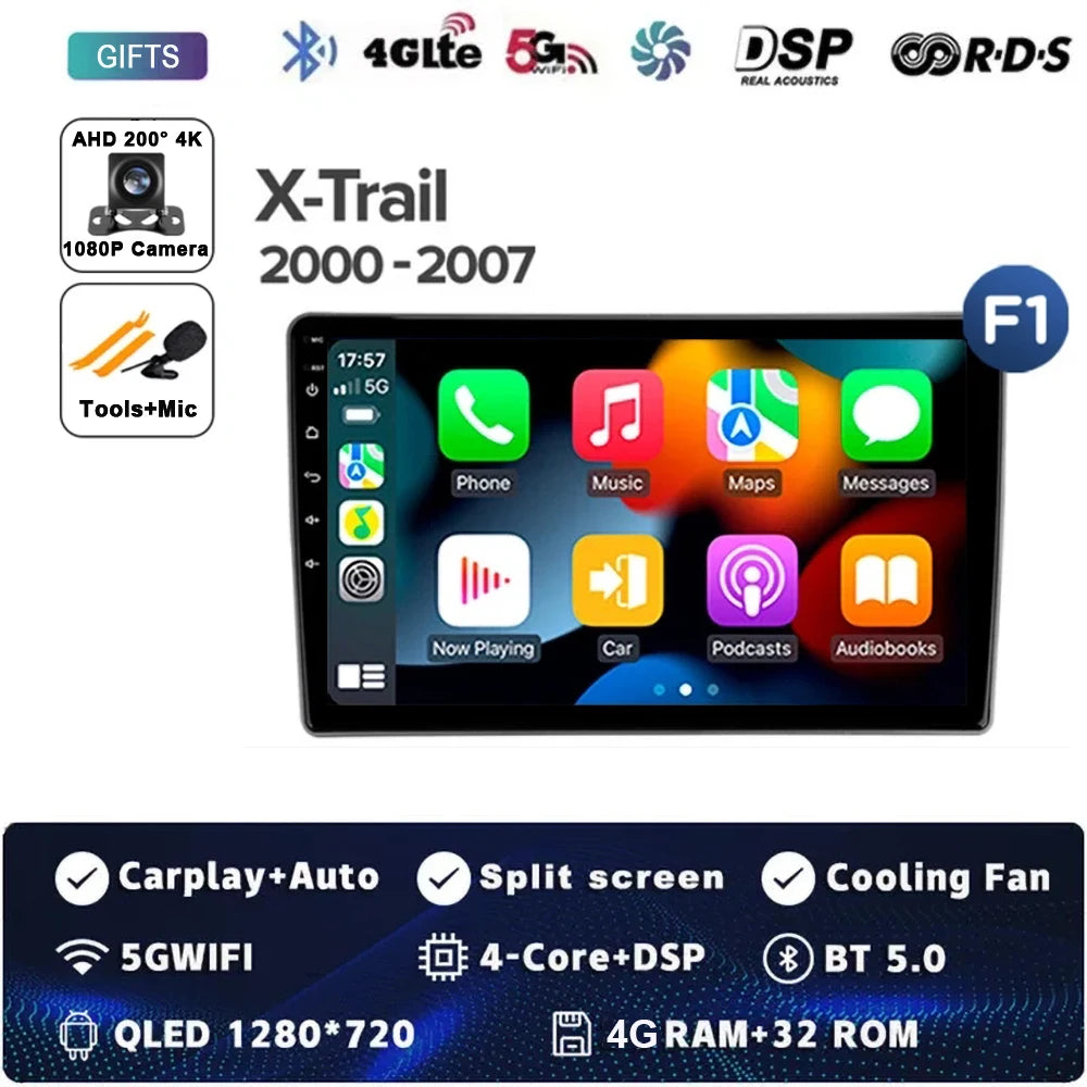 Android 14 Carplay Auto For Nissan X-Trail X Trail X - Trail 1 T30 2000 - 2007 Car Radio Multimedia Video Player Navigation GPS