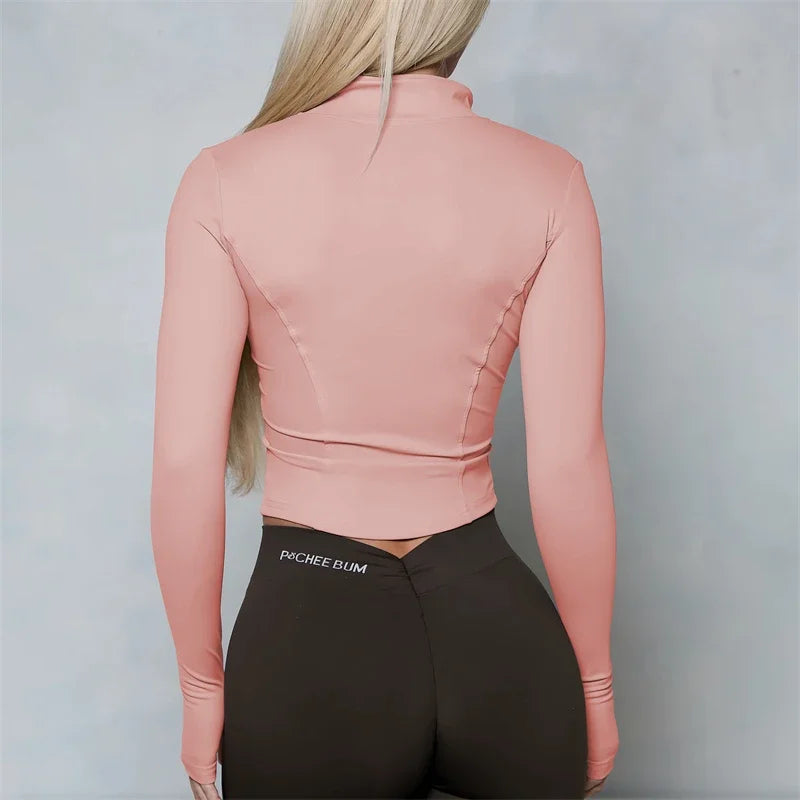 Women BUM New Sculpting Jacket Running Elasticity Yoga Jacket Slim Top Coat Women's Sports Jacket Gym Long Sleeves Women Zipper