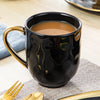 LOVECASA 16/32 Piece Black Porcelain Dinnerware Set with Gold Trim Dessert Plate,Dinner Plate,Cup,Bowl Tableware Set