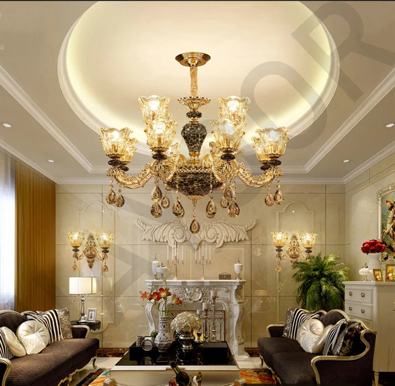Chandelier Living Room Grand Luxury Crystal Lamp Dining Room Bedroom Decoration French Retro Chandelier Lighting Fixtures