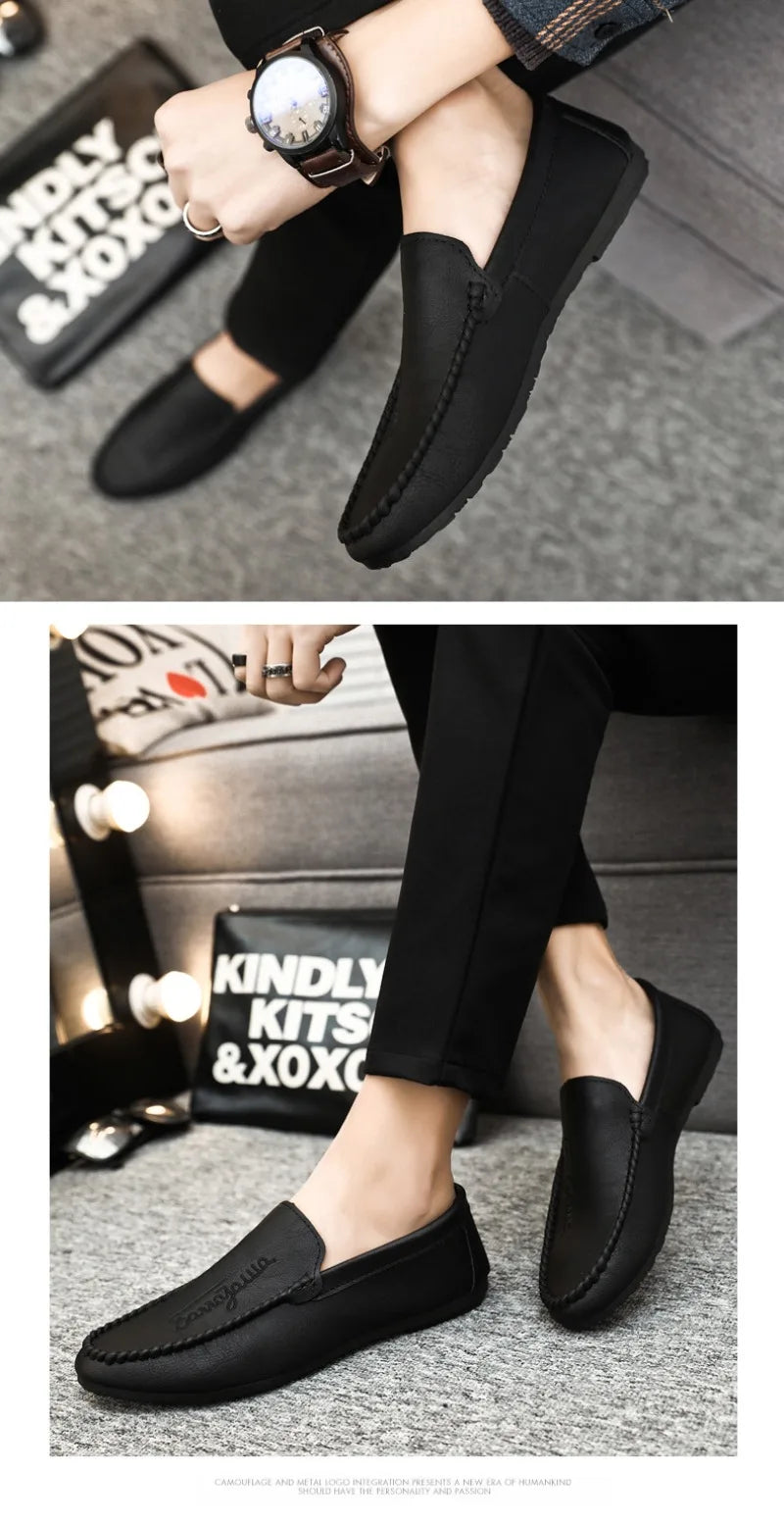Men Casual Shoes 2024New Men's Loafers Comfortable Flat Casual Shoes Men Breathable Moccasins Slip-On Soft Leather Driving Shoes