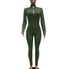 Women's Bodycon One-piece Jumpsuit Long Sleeved Big Zipper Female Casual Sport Workout Skinny Activity Wear Overalls Tops