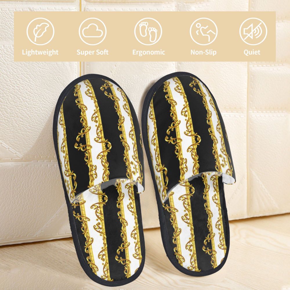 Custom Queen Of Absolutely Everything Gold Baroque Soft Memory Foam House Slippers Women Comfy Warm Anti-skid Sole Slipper