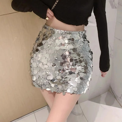 Party Club Stage Show Mini Skirts for Women Clothing Fashion Clothes Sexy Streetwear Dance Bling Sequined Hot Girls